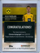 2021-22 Topps Bundesliga Stadium Club Chrome Felix Passlack Neon Green Autograph 47/99