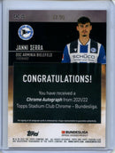 2021-22 Topps Bundesliga Stadium Club Chrome Janni Serra Neon Green Autograph 52/99