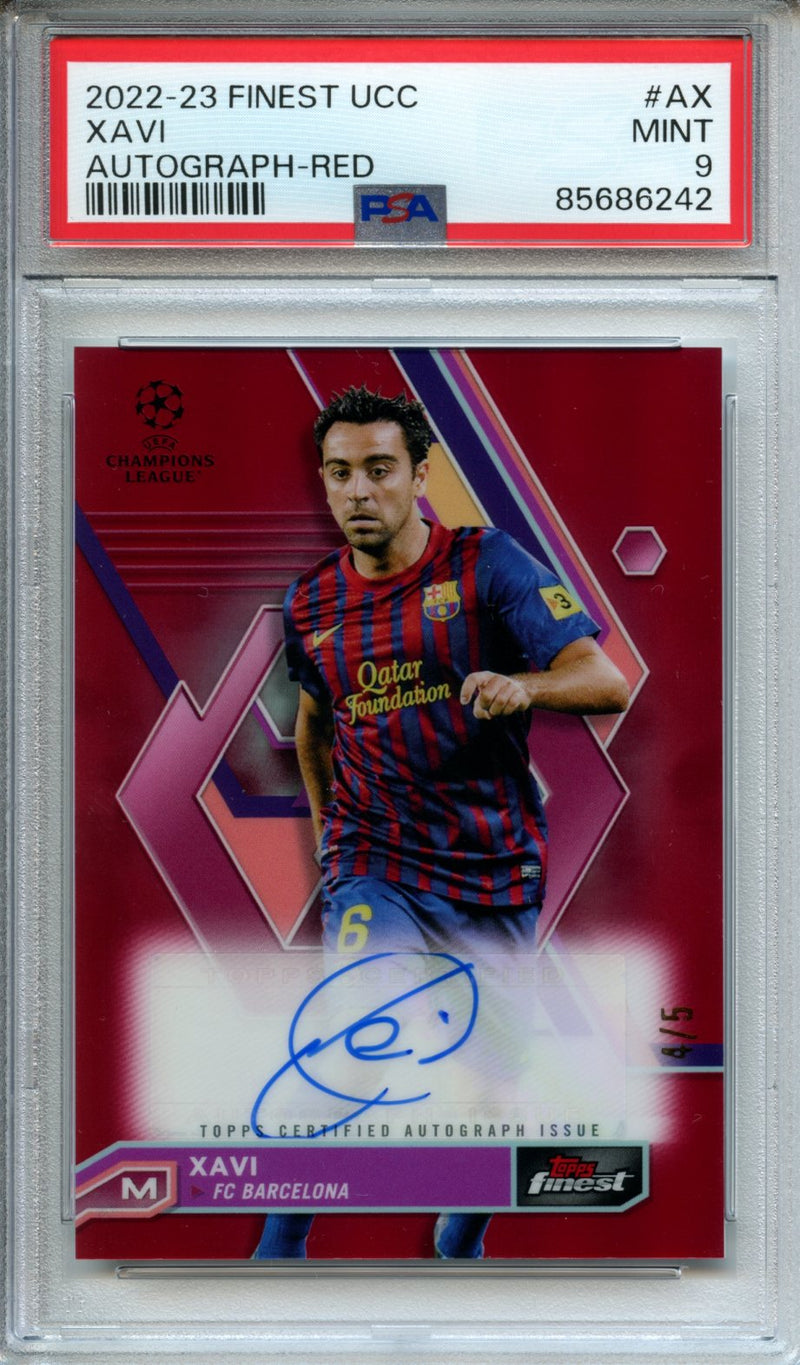 2022-23 Topps Finest UEFA Club Competitions Xavi Autograph Red Refractor 4/5