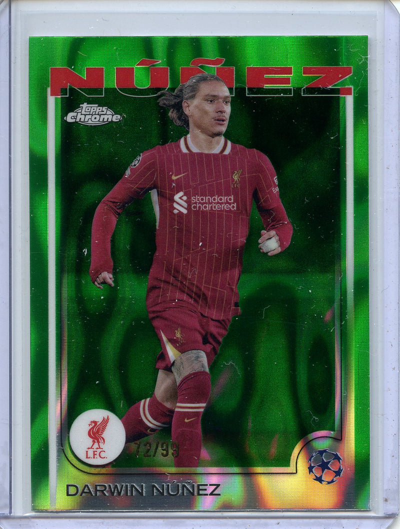2024-25 Topps Chrome UEFA Club Comps Darwin Nunez Green Lava 72/99