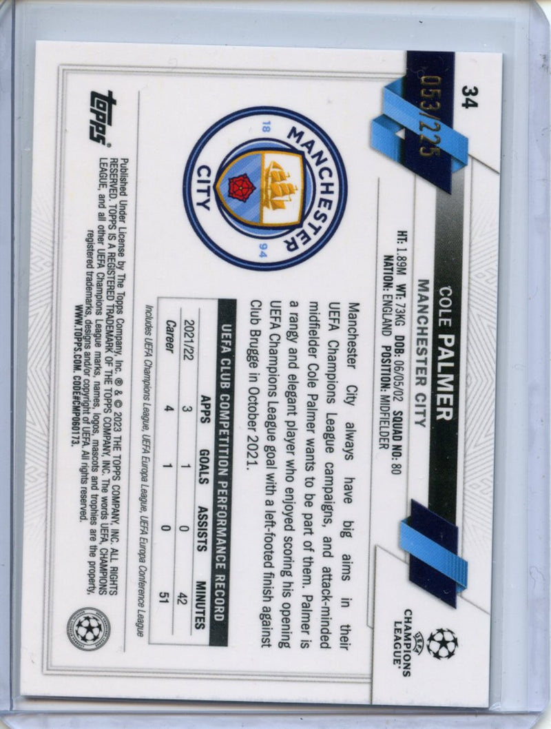 2022-23 Topps Chrome UEFA Cole Palmer Night Vision Ray Wave 53/225