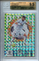 2020-21 Panini Mosaic La Liga Karim Benzema White Mosaic Pitch Masters 13/25 BGS 9.5