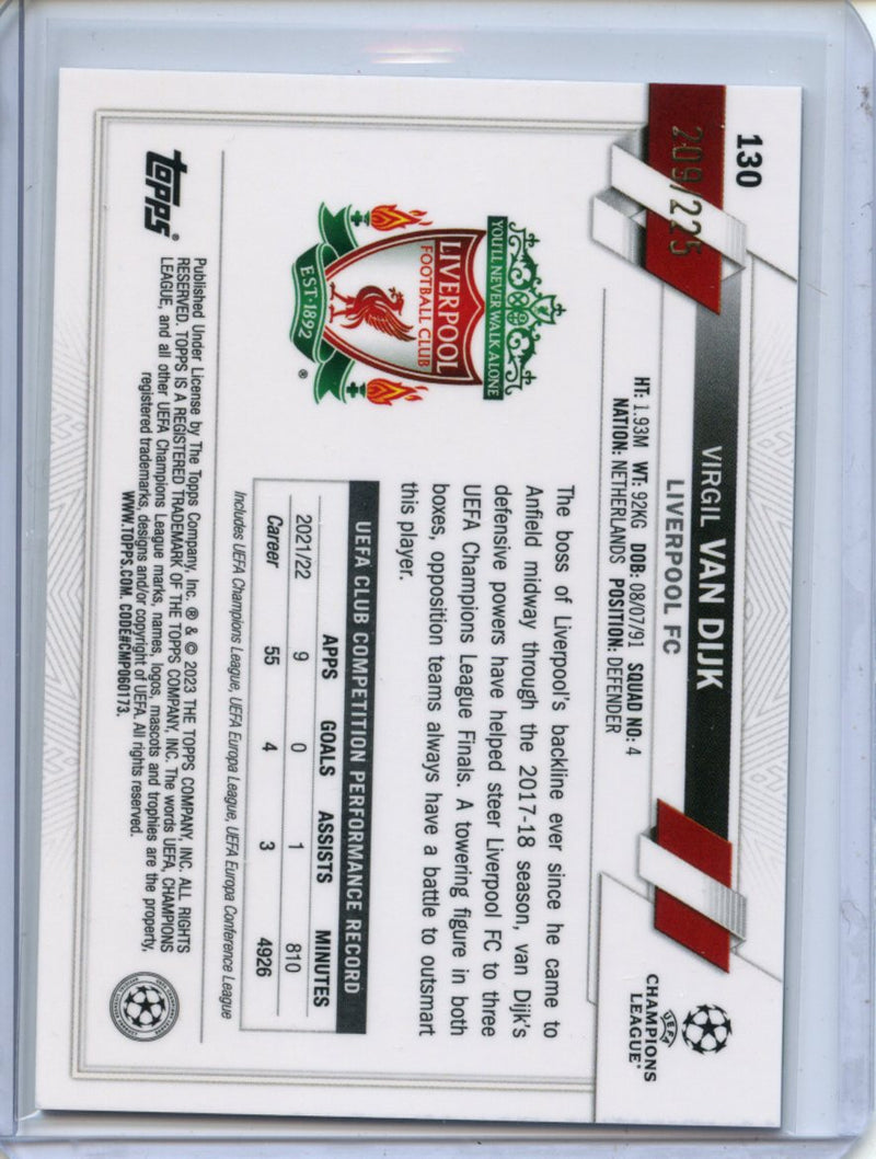 2022-23 Topps Chrome UEFA Virgil Van Dijk Night Vision Ray Wave 209/225