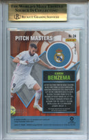 2020-21 Panini Mosaic La Liga Karim Benzema White Mosaic Pitch Masters 13/25 BGS 9.5