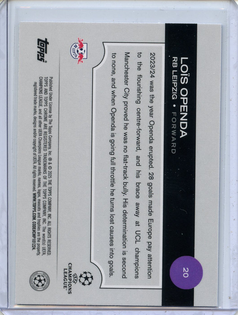 2024-25 Topps Chrome UEFA Club Comps Lois Openda Blue Prism 14/150