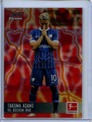 2021-22 Topps Bundesliga Stadium Club Chrome Takuma Asano Red Orange Electric Charge Refractor 4/4