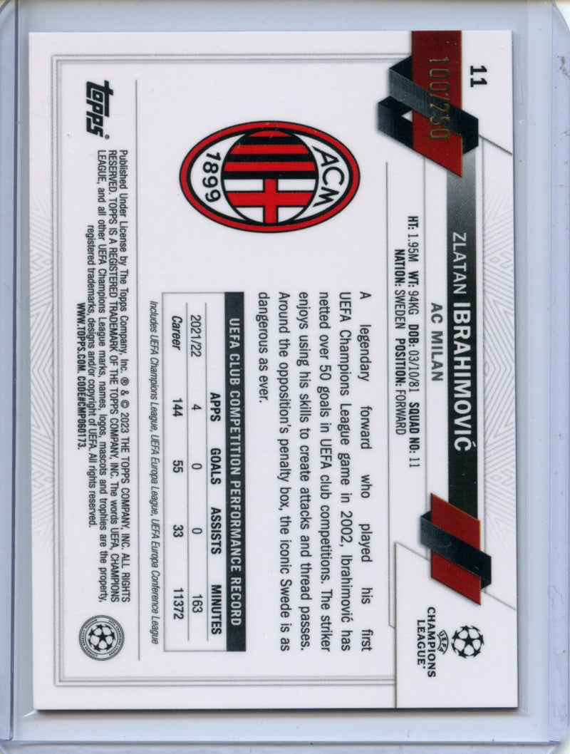 2022-23 Topps Chrome UEFA Zlatan Ibrahimovic Pink X-Fractor 100/250