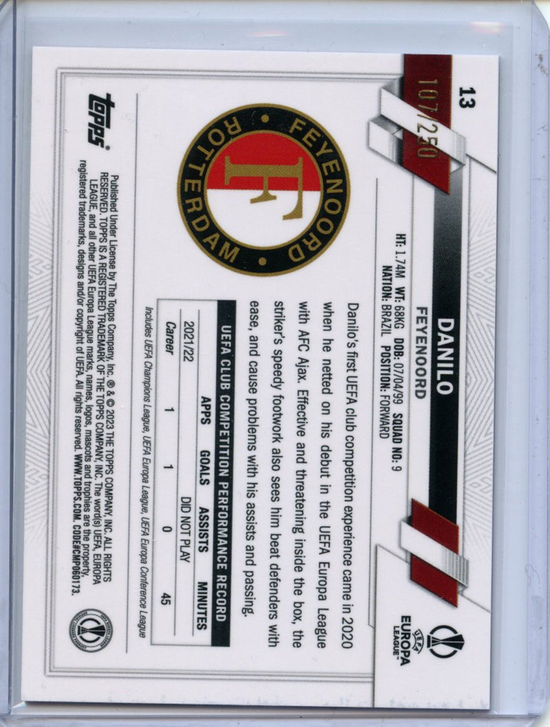 2022-23 Topps Chrome UEFA Danilo Pink X-Fractor 107/250