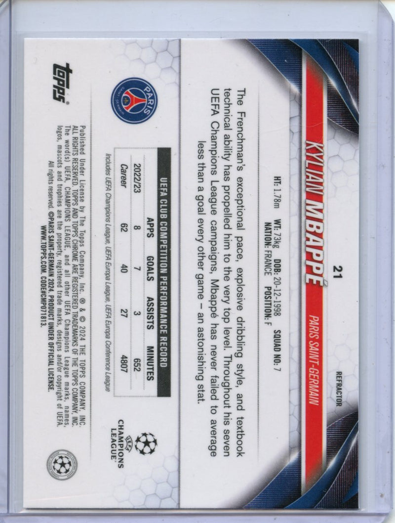 2023-24 Topps Chrome UEFA Kylian Mbappe Refractor