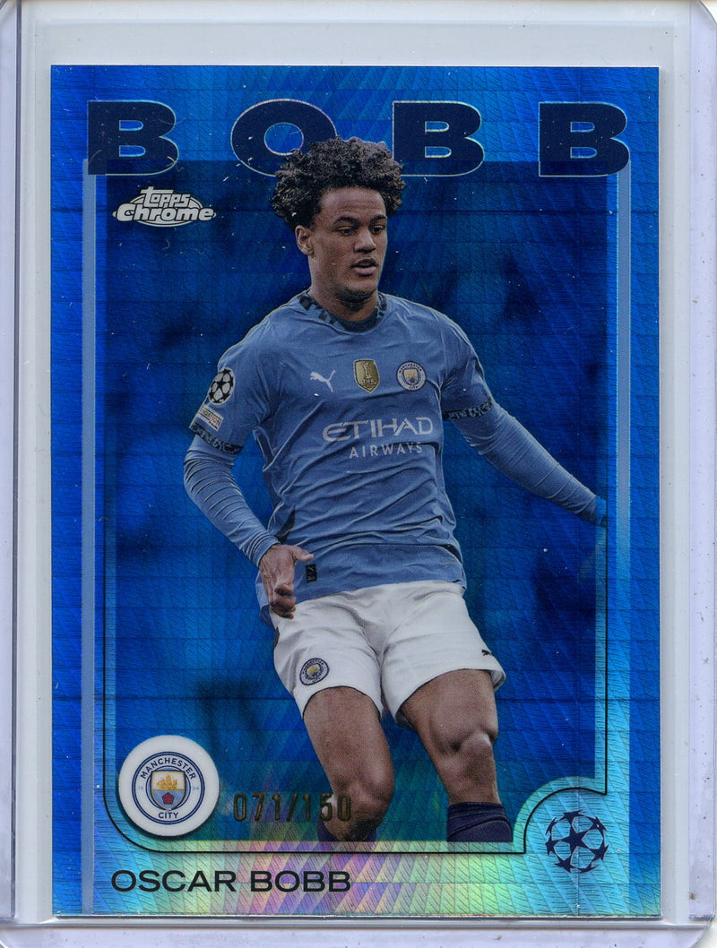 2024-25 Topps Chrome UEFA Club Comps Oscar Bobb Blue Prism 71/150