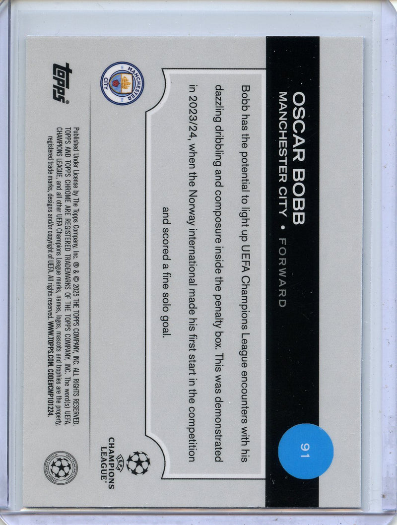 2024-25 Topps Chrome UEFA Club Comps Oscar Bobb Blue Prism 71/150
