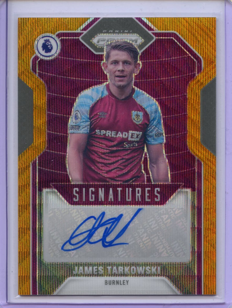 2021-22 Panini Prizm Premier League James Tarkowski Gold Wave Signatures S-JTA