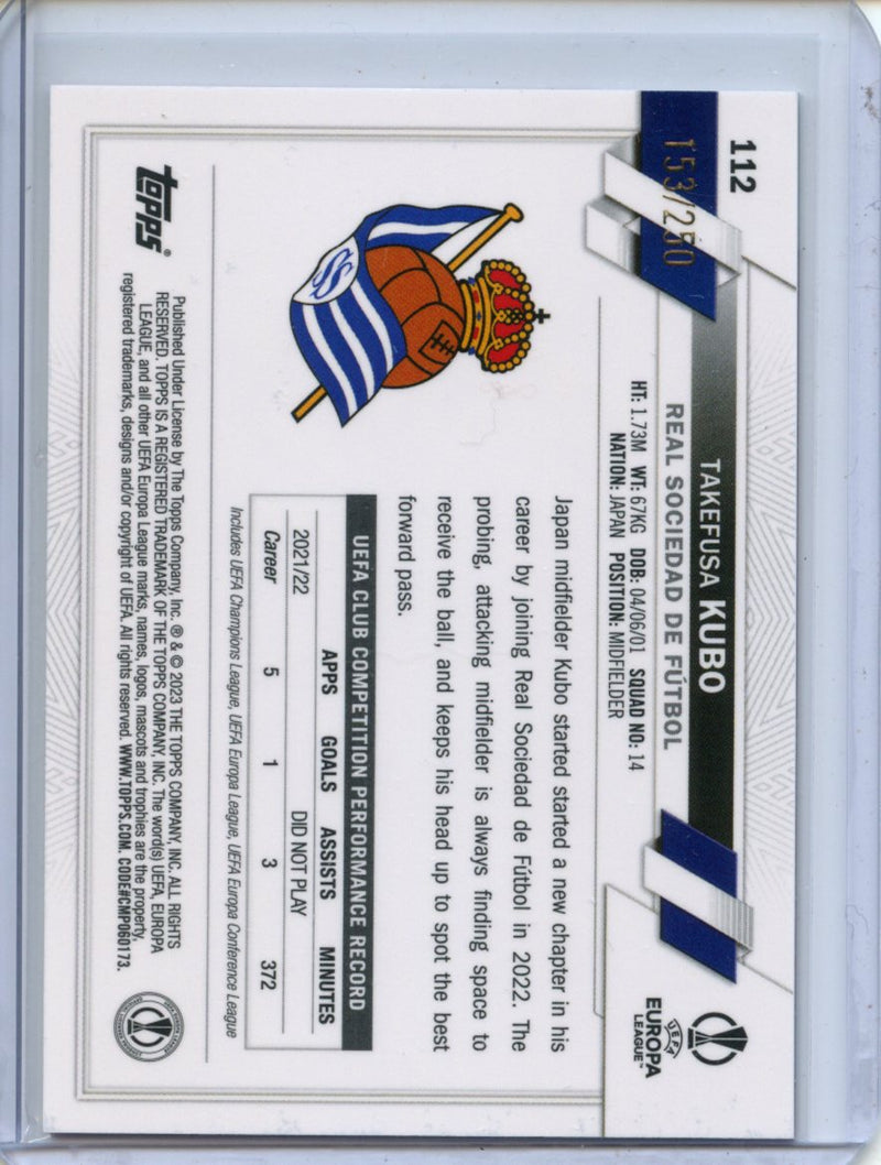 2022-23 Topps Chrome UEFA Takefusa Kubo Pink X-Fractor 153/250