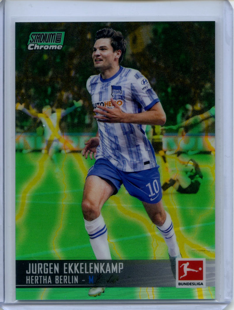 2021-22 Topps Bundesliga Stadium Club Chrome Jurgen Ekkelenkamp Green Yellow Electric Charge Refractor 27/75