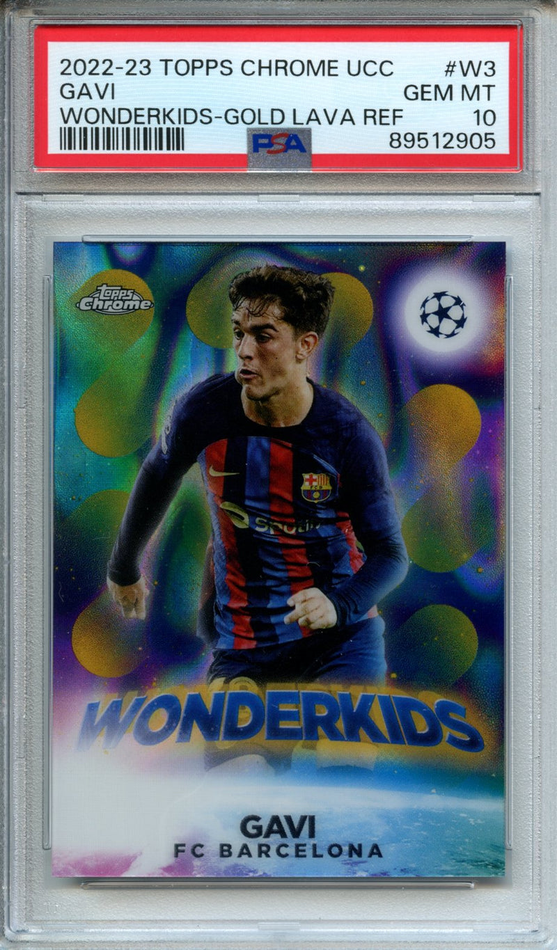 2022-23 Topps Chrome UEFA Club Competitions Gavi Wonderkids Gold Lava