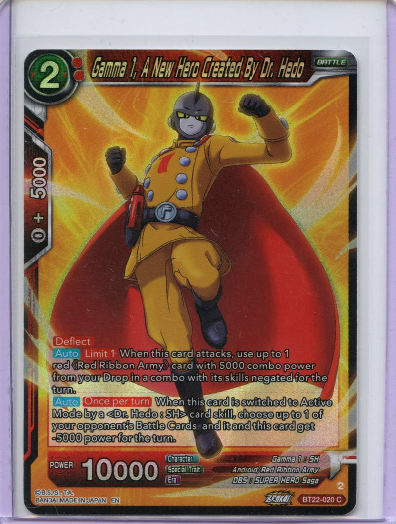 Gamma 1, A New Hero Created By Dr. Hedo - Critical Blow BT22-020 C Foil