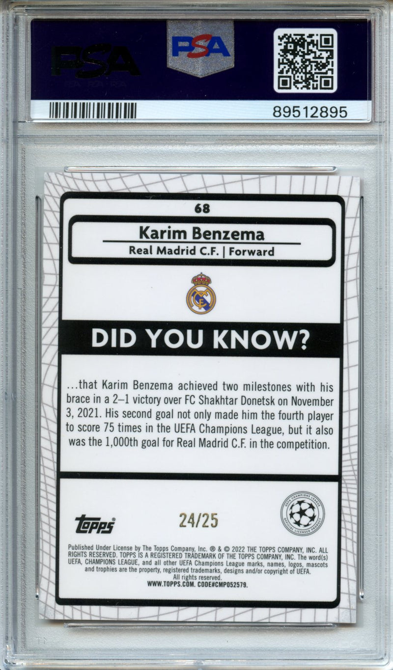 2022-23 Topps Merlin UEFA Club Competitions Karim Benzema Orange Mojo 24/25