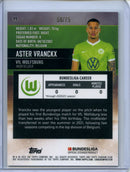 2021-22 Topps Bundesliga Stadium Club Chrome Aster Vranckx Green Yellow Electric Charge Refractor 58/75