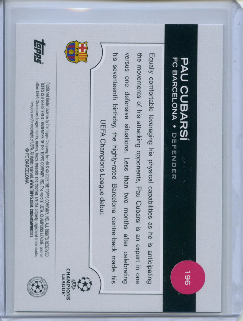 2024-25 Topps UEFA CC Pau Cubarsi Rain Drops