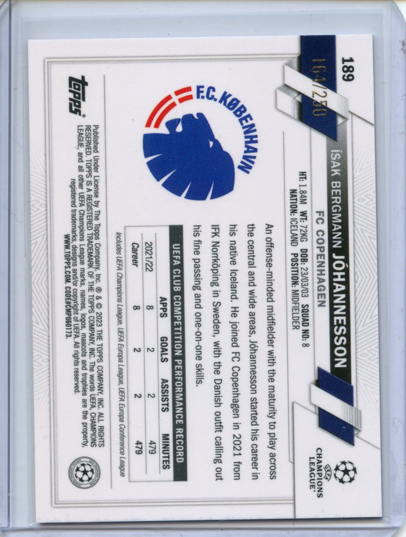 2022-23 Topps Chrome UEFA Isak Bergmann Johannesson Pink X-Fractor 164/250