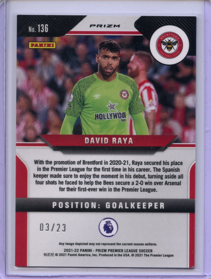 2021-22 Panini Prizm Premier League David Raya Cracked Ice Prizm 3/23