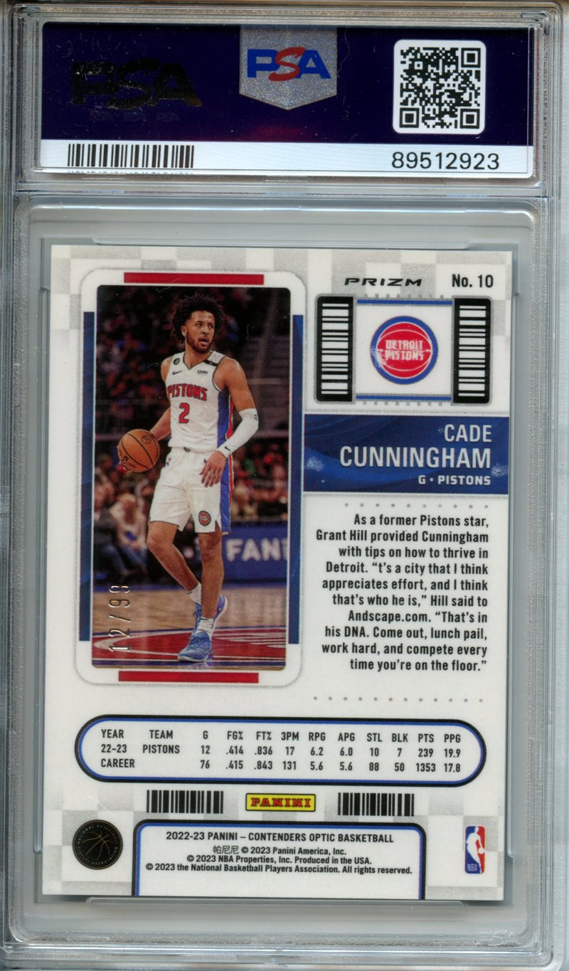 2022-23 Panini Optic Contenders Cade Cunningham Blue 12/99