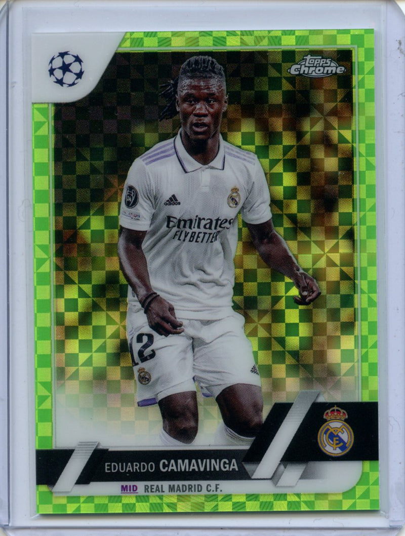 2022-23 Topps Chrome UEFA Eduardo Camavinga Neon Green X-Fractor 201/399