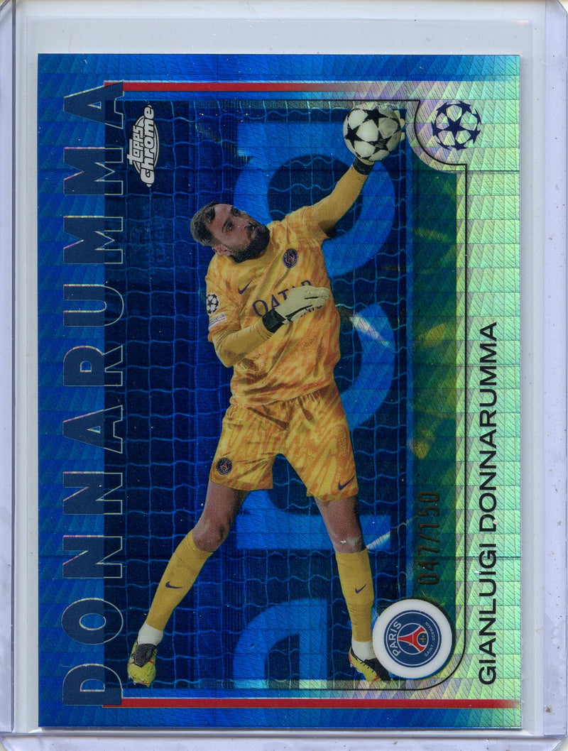 2024-25 Topps Chrome UEFA Club Comps Gianluigi Donnarumma Blue Prism 47/150