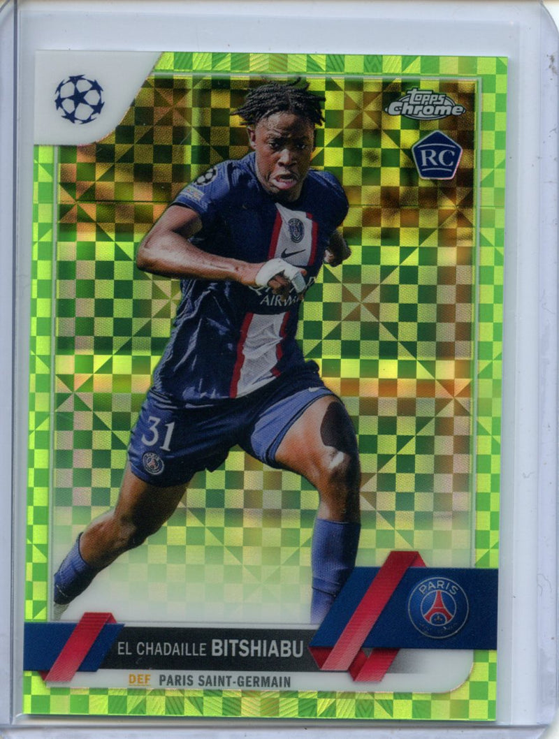 2022-23 Topps Chrome UEFA El Chadaille Bitshiabu Neon Green X-Fractor 392/399