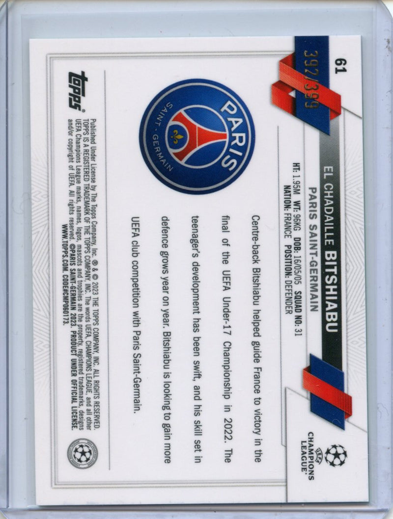 2022-23 Topps Chrome UEFA El Chadaille Bitshiabu Neon Green X-Fractor 392/399