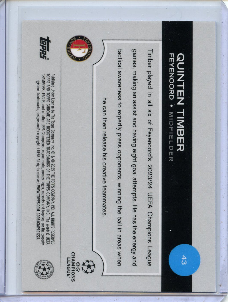 2024-25 Topps Chrome UEFA Club Comps Quinten Timber Blue Lava 123/150