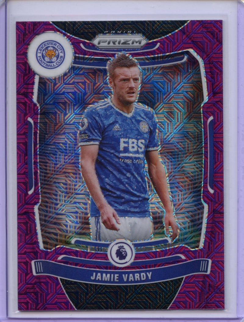 2021-22 Panini Prizm Premier League Jamie Vardy Purple Mojo Prizm