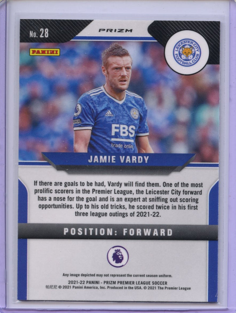 2021-22 Panini Prizm Premier League Jamie Vardy Purple Mojo Prizm
