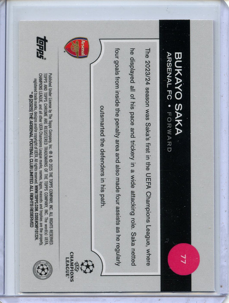 2024-25 Topps Chrome UEFA Club Comps Bukayo Saka Pink 224/250
