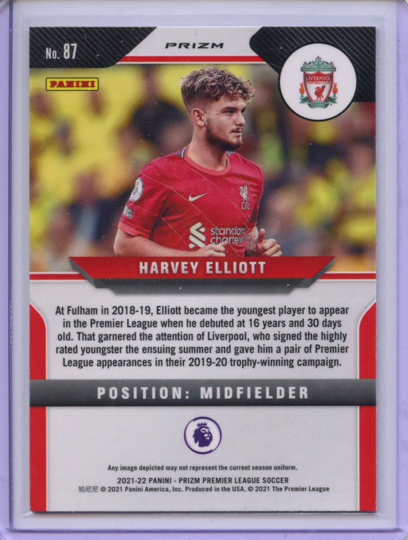 2021-22 Panini Prizm Premier League Harvey Elliott Purple Mojo Prizm