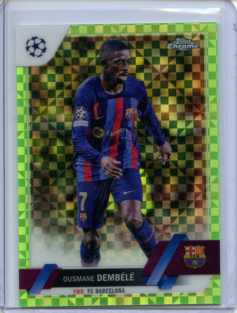 2022-23 Topps Chrome UEFA Ousmane Dembele Neon Green X-Fractor 147/399