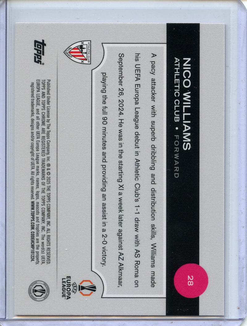 2024-25 Topps Chrome UEFA Club Comps Nico Williams Neon Pink Prism 130/175