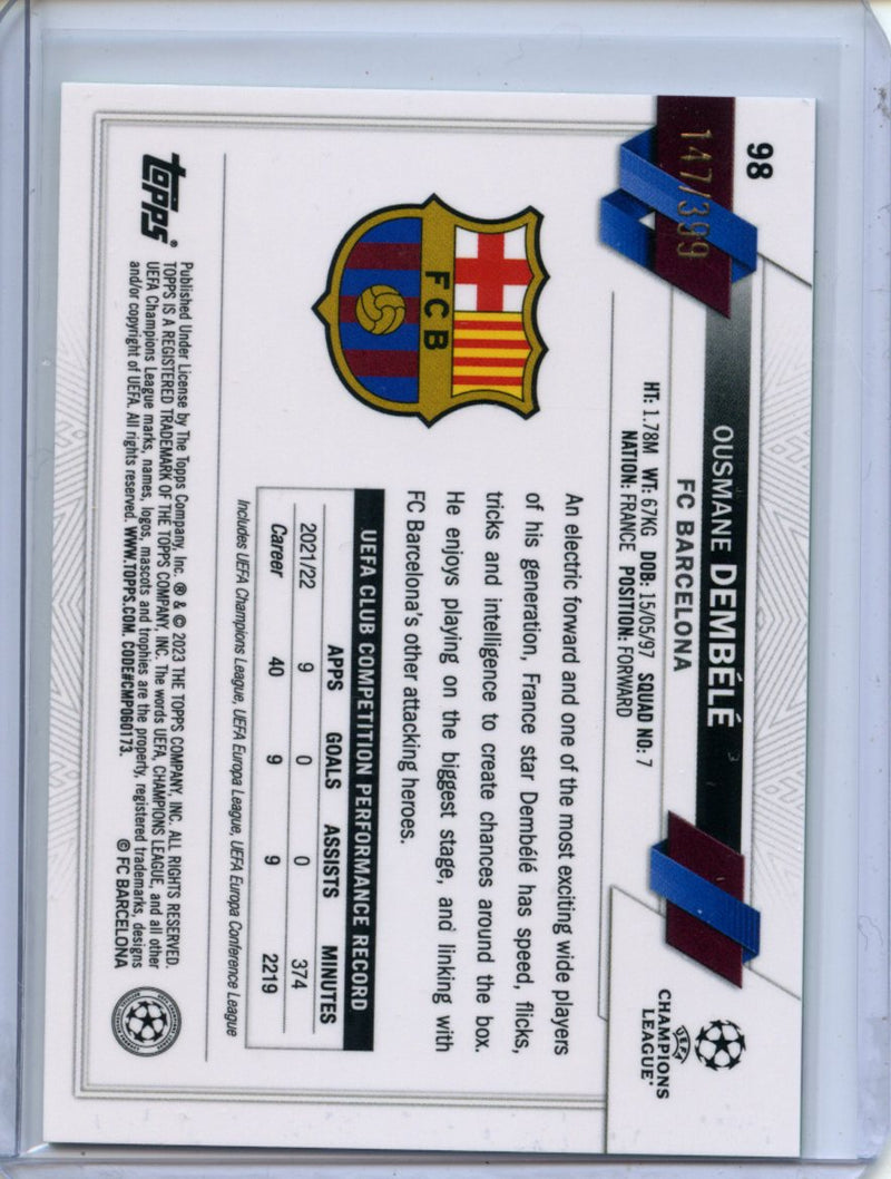 2022-23 Topps Chrome UEFA Ousmane Dembele Neon Green X-Fractor 147/399