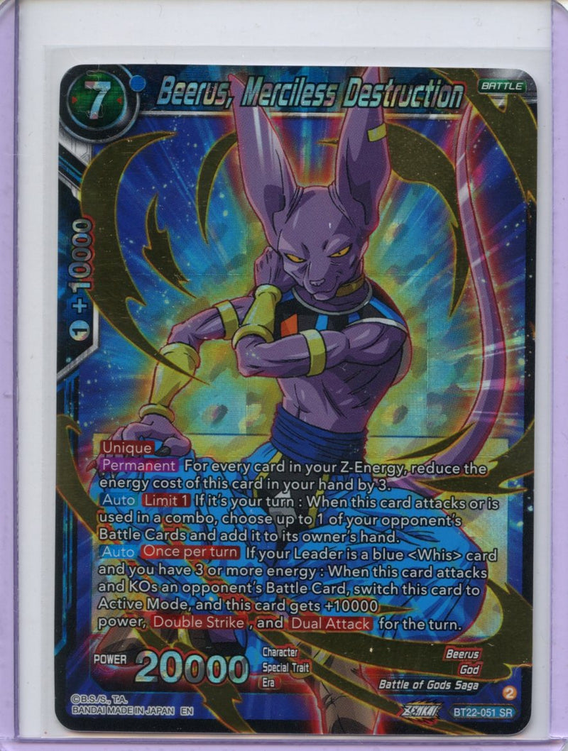 Beerus, Merciless Destruction - Critical Blow BT22-051 SR Foil