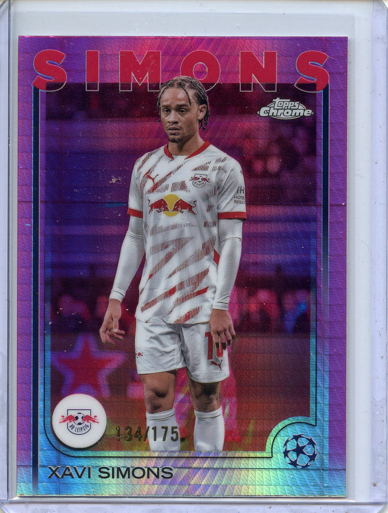 2024-25 Topps Chrome UEFA Club Comps Xavi Simons Neon Pink Prism 134/175