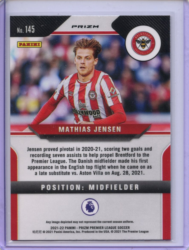 2021-22 Panini Prizm Premier League Mathias Jensen Purple Mojo Prizm