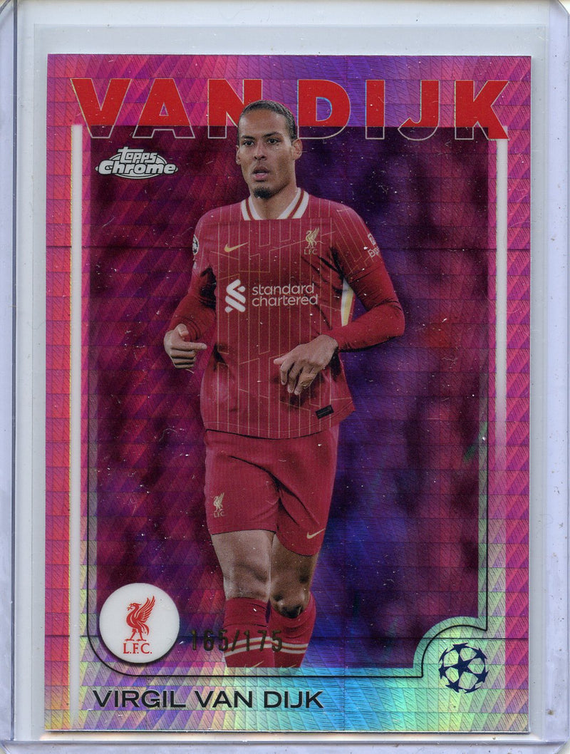 2024-25 Topps Chrome UEFA Club Comps Virgil Van Dijk Neon Pink Prism 165/175