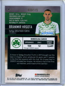 2021-22 Topps Bundesliga Stadium Club Chrome Branimir Hrgota Aqua Green Electric Charge Refractor 36/175