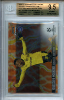 2020-21 Topps UEFA Stadium Club Chrome Youssoufa Moukoko Orange Yellow Electric Wave Refractor BGS 9.5