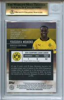 2020-21 Topps UEFA Stadium Club Chrome Youssoufa Moukoko Orange Yellow Electric Wave Refractor BGS 9.5