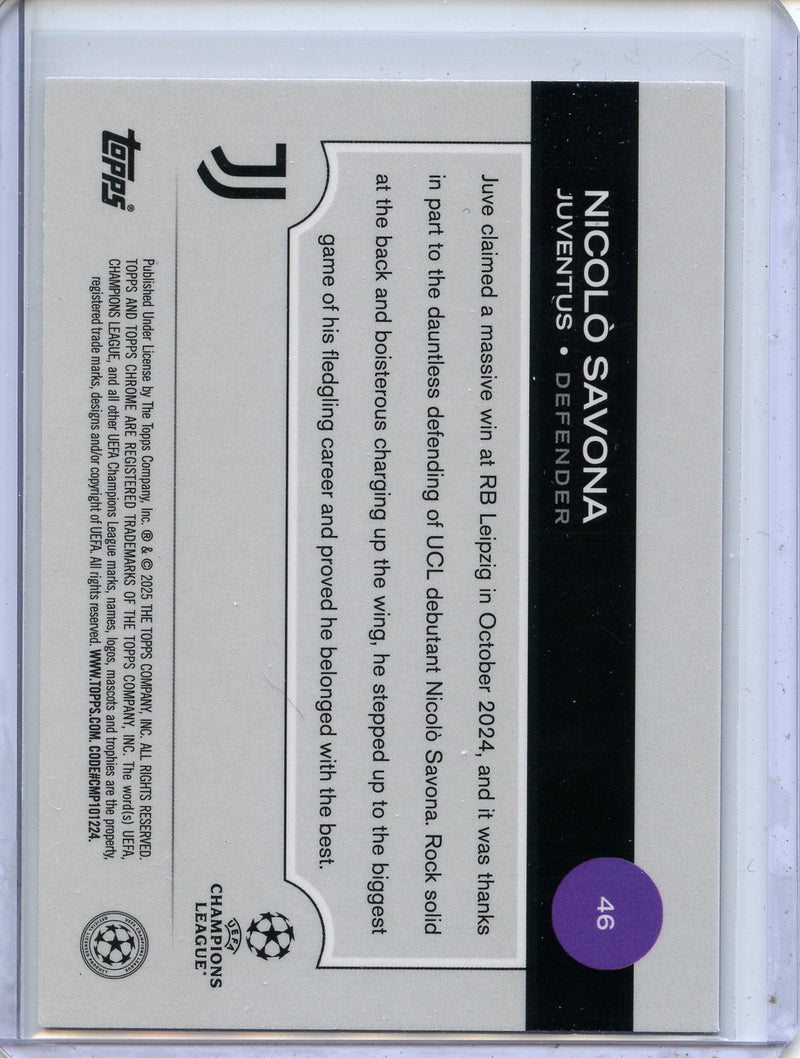 2024-25 Topps Chrome UEFA Club Comps Nicolo Savona Neon Pink Prism 67/175