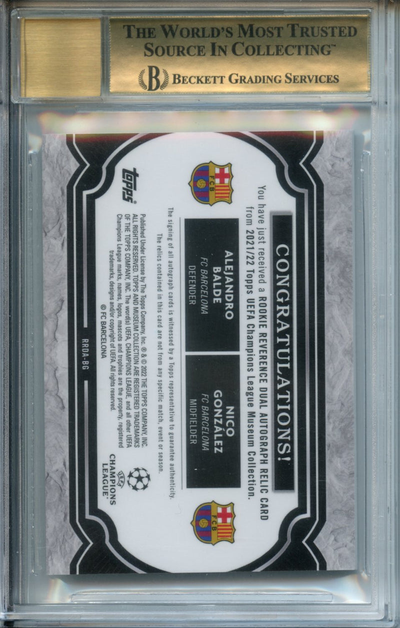 2021-22 Topps Museum Collection UEFA Champions League Alejandro Balde/Nico Gonzalez Rookie Reverence Dual Autograph