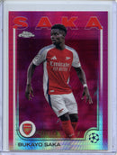 2024-25 Topps Chrome UEFA Club Comps Bukayo Saka Neon Pink Prism 122/175
