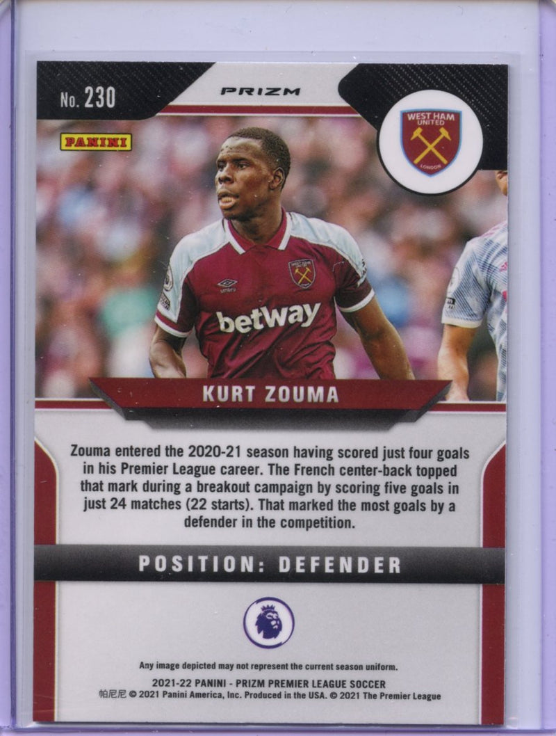 2021-22 Panini Prizm Premier League Kurt Zouma Purple Mojo Prizm