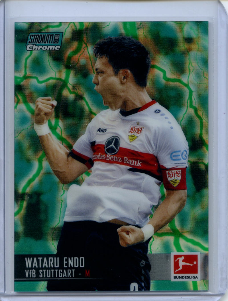 2021-22 Topps Bundesliga Stadium Club Chrome Wataru Endo Aqua Green Electric Charge Refractor 51/175